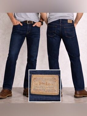 -Polo Ralph Lauren Varick Slim Straight Dark Wash Men's Jeans Size W/33 L/30